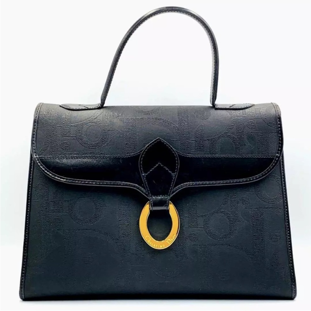 Christian Dior Black Trotter Coated Canvas Top Handle Bag - Picture 1 of 9